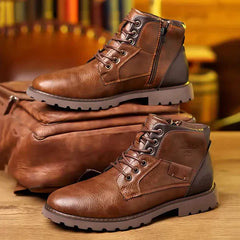 Robuster Herrenschnürstiefel aus Veganes Leder in Braun