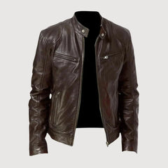 Stilvolle Biker Herren Lederjacke in Braun