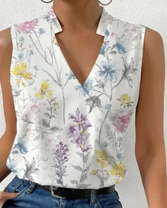 Selma | Ärmellose Bluse mit V-Ausschnitt in Blumen 2