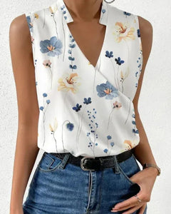 Selma | Ärmellose Bluse mit V-Ausschnitt in Blumen 3