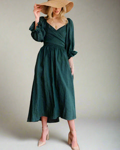 Luftiges Sommer Midikleid für Damen in Dunkelgrün