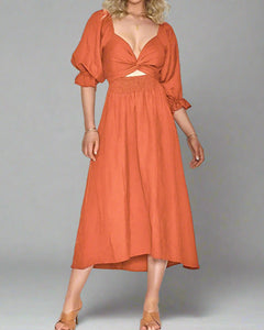 Luftiges Sommer Midikleid für Damen in Orange