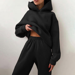 Lene | Zweiteiliges Jogging-Set mit Elastikbund in Schwarz