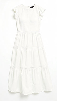 Leni – Smocked-Summer-Midi-Kleid – Plissee in Weiß