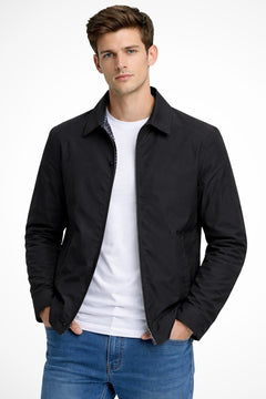 Leon | Herren Klassische Harrington Jacke in Schwarz