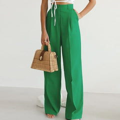 Leonie | Damen Weite Hose Hohe Taille in Grün