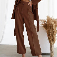 Leonie | Damen Weite Hose Hohe Taille in Braun