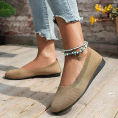Lieselotte | Damen Slip-on Flache Ballerinas in Khaki