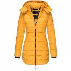 Lieselotte | Warme Winterjacke mit Kapuze in Gelb