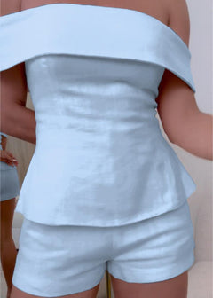 Paisley | Reverskragen Anzug Zweiteiliges Set in Hellblau