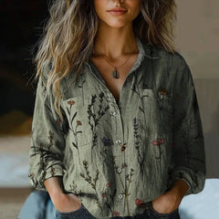Lily | Bedruckte Vintage Bluse in Grün