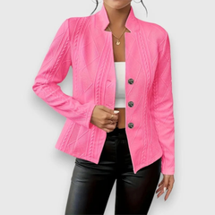 Lina | Weiche Strickjacke mit Stehkragen in Rosa