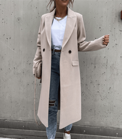Langer Mantel mit lockerer Passform für Frauen in Beige