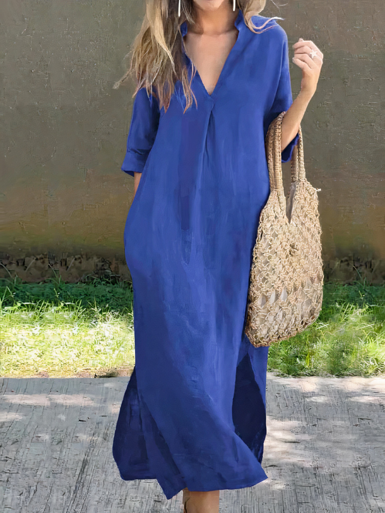 Lockeres bequemes Sommerkleid für Damen | Midi