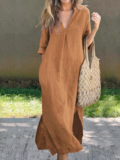 Lockeres bequemes Sommerkleid für Damen | Midi