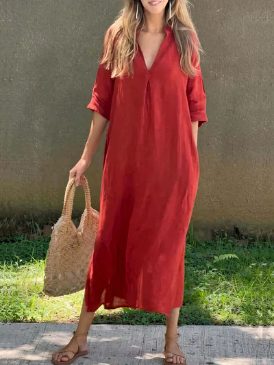 Lockeres bequemes Sommerkleid für Damen | Midi
