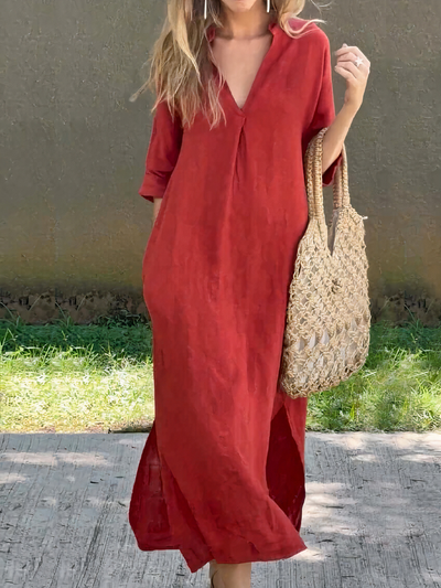 Lockeres bequemes Sommerkleid für Damen | Midi