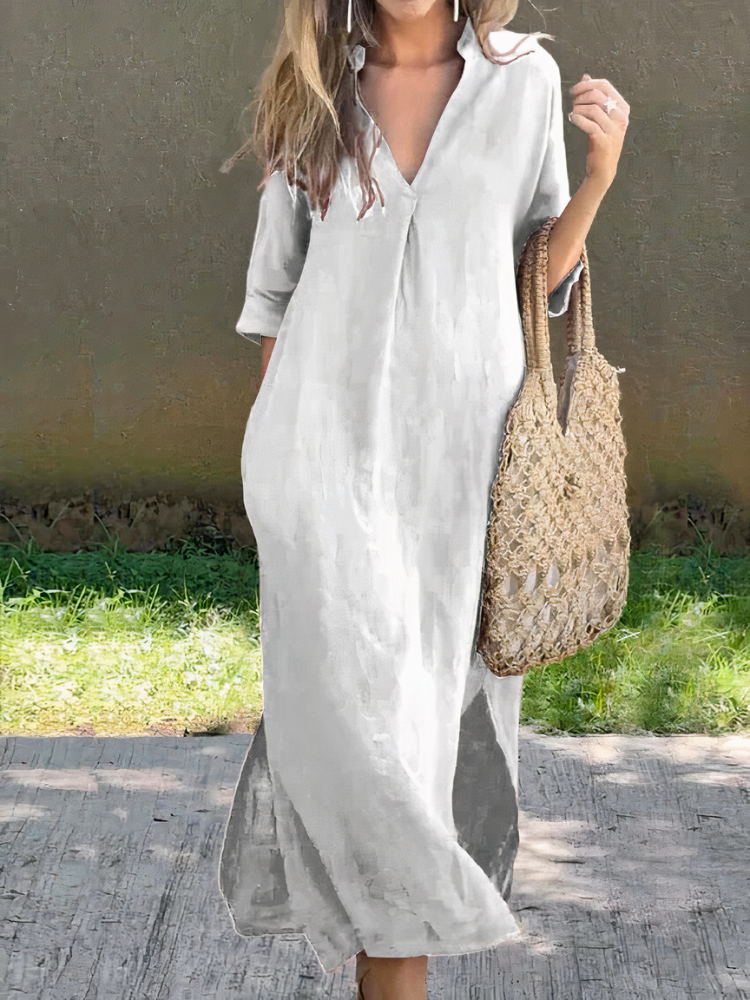 Lockeres bequemes Sommerkleid für Damen | Midi