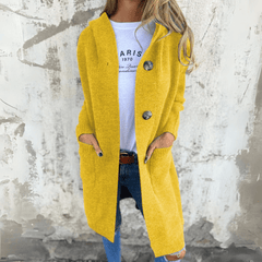 KöniginMantel™ | Elegante lange Damen Strickjacke in Gelb