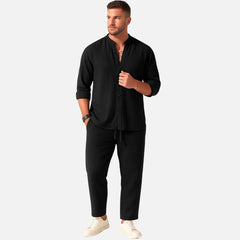 Lorenz | Herren Freizeitanzug Set Langarm Relaxed Fit in Schwarz