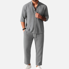 Lorenz | Herren Freizeitanzug Set Langarm Relaxed Fit in Grau