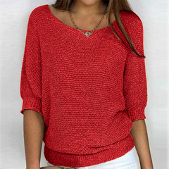 Louisa | Eleganter Feinstrick Pullover in Rot