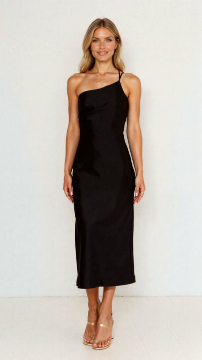 Louise - Verführerisch - One Shoulder Midi-Kleid