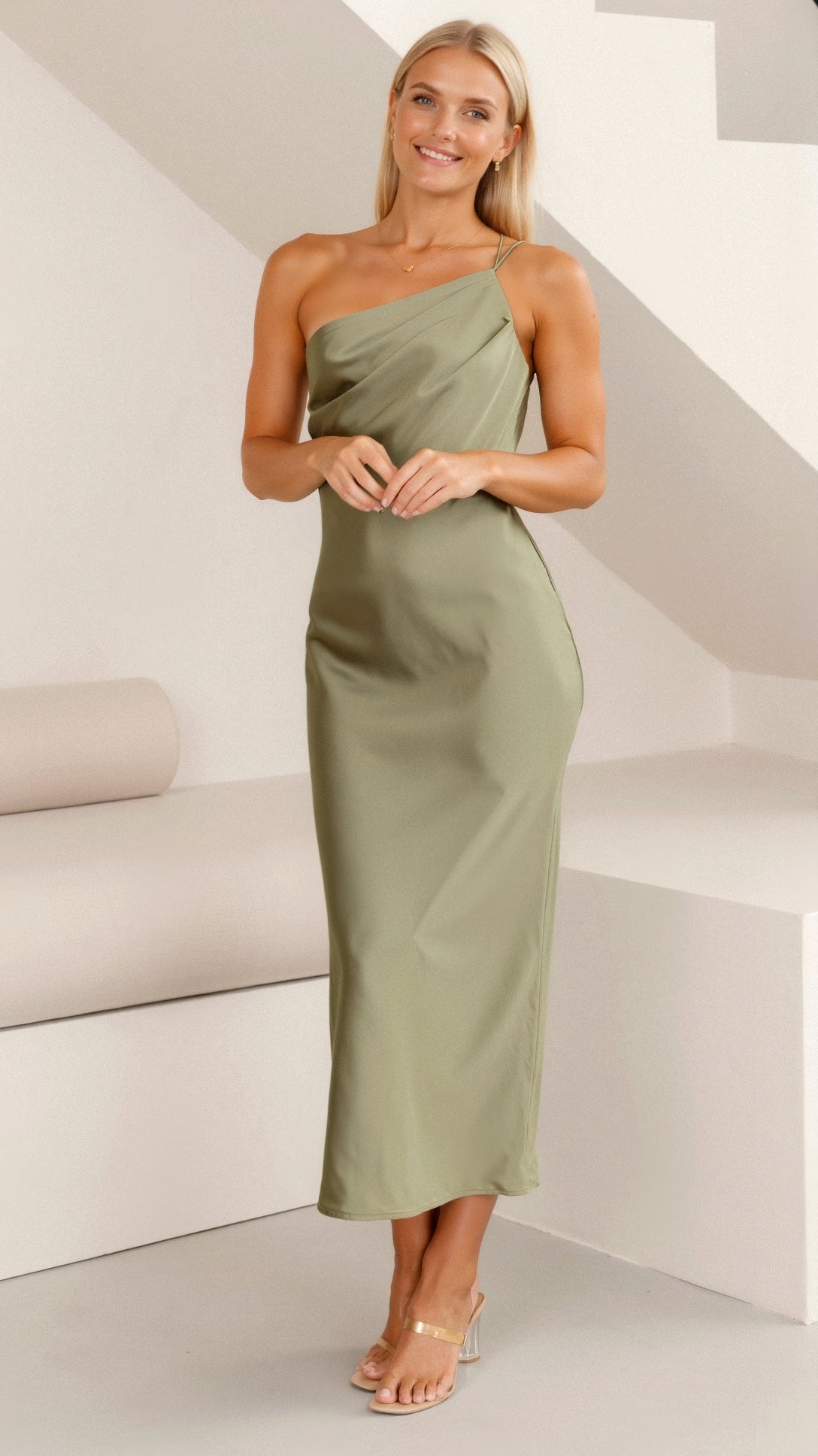 Louise - Verführerisch - One Shoulder Midi-Kleid