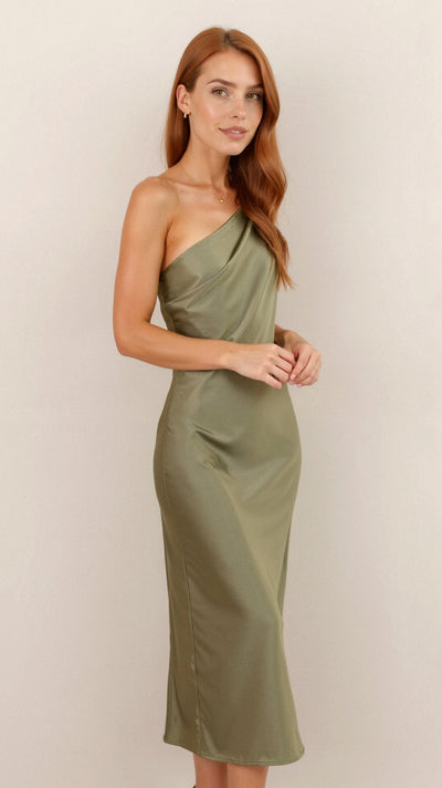 Louise - Verführerisch - One Shoulder Midi-Kleid