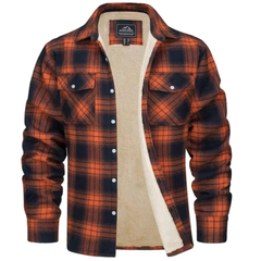 Luca | Herren Warme Hemdjacke mit Sherpa Futter in Orange