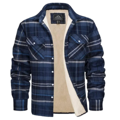 Luca | Herren Warme Hemdjacke mit Sherpa Futter in Blaugrau