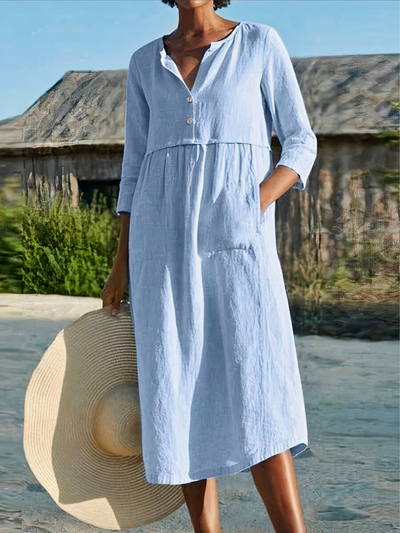Luftiges langärmeliges Sommerkleid für Damen | Midi