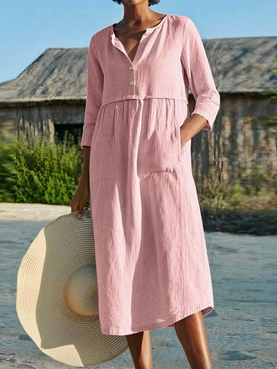 Luftiges langärmeliges Sommerkleid für Damen | Midi