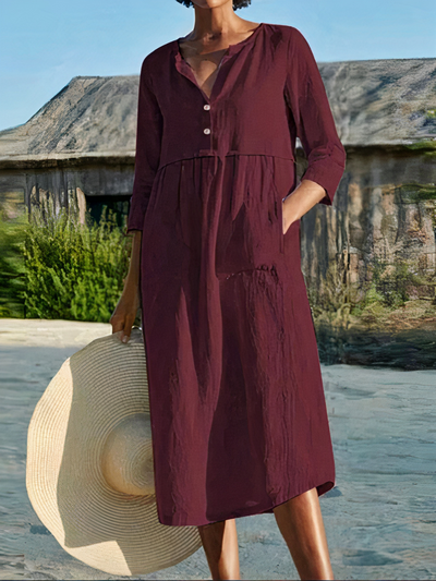 Luftiges langärmeliges Sommerkleid für Damen | Midi