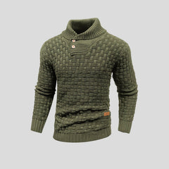 Lukas | Herren Rollkragen Strickpullover mit Zopfmuster in Olivgrün