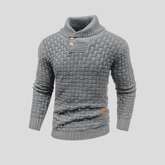 Lukas | Herren Rollkragen Strickpullover mit Zopfmuster in Grau