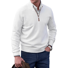 Lukas | Herren Zip Strickpullover in Weiß