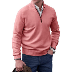 Lukas | Herren Zip Strickpullover in Rosa