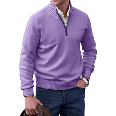 Lukas | Herren Zip Strickpullover in Lila