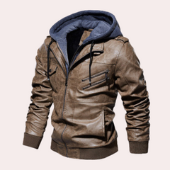 Luxuriöse Leder-Winterjacke - Arnulf in Hellbraun