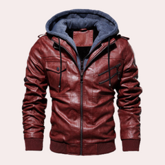 Luxuriöse Leder-Winterjacke - Arnulf in Rot
