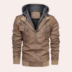 Luxuriöse Leder-Winterjacke - Arnulf in Khaki