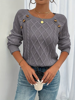 Bequemer luxuriöser Strickpullover für den Winter - Constanze in Grau