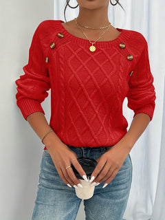 Bequemer luxuriöser Strickpullover für den Winter - Constanze in Rot