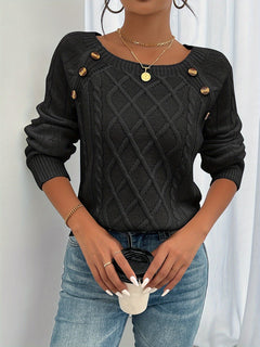 Bequemer luxuriöser Strickpullover für den Winter - Constanze in Schwarz