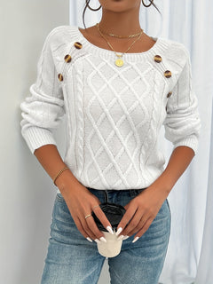 Bequemer luxuriöser Strickpullover für den Winter - Constanze in Weiß