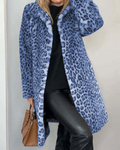 Lysandra | Langmantel mit Leopardenmuster in Blau