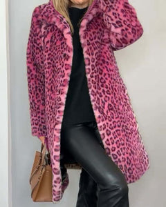 Lysandra | Langmantel mit Leopardenmuster in Rosa