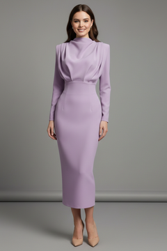 Lysithea | Damen Rollkragen Langarm Maxikleid in Lila