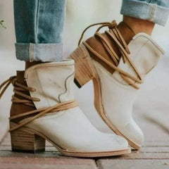 Damen Jahrgang Dirndl Schuhe | Stiefeletten in Beige